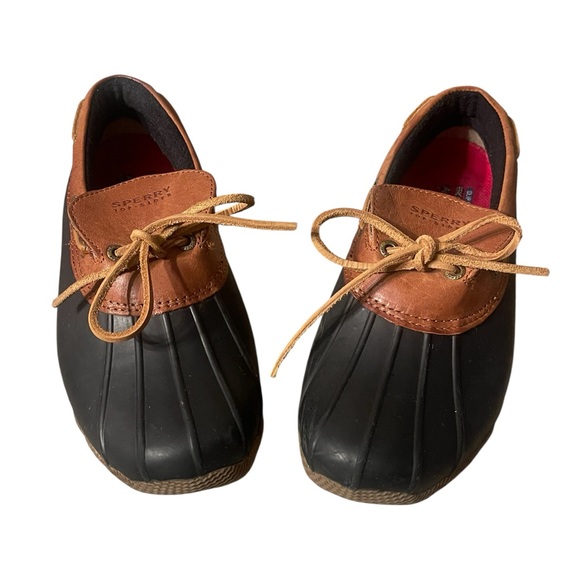 Sperry Top Sider Boots Womens Sz 7 Brown Black Rubber Waterproof Rain Snow Shoe - Picture 3 of 9